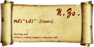 Máté Zseni névjegykártya